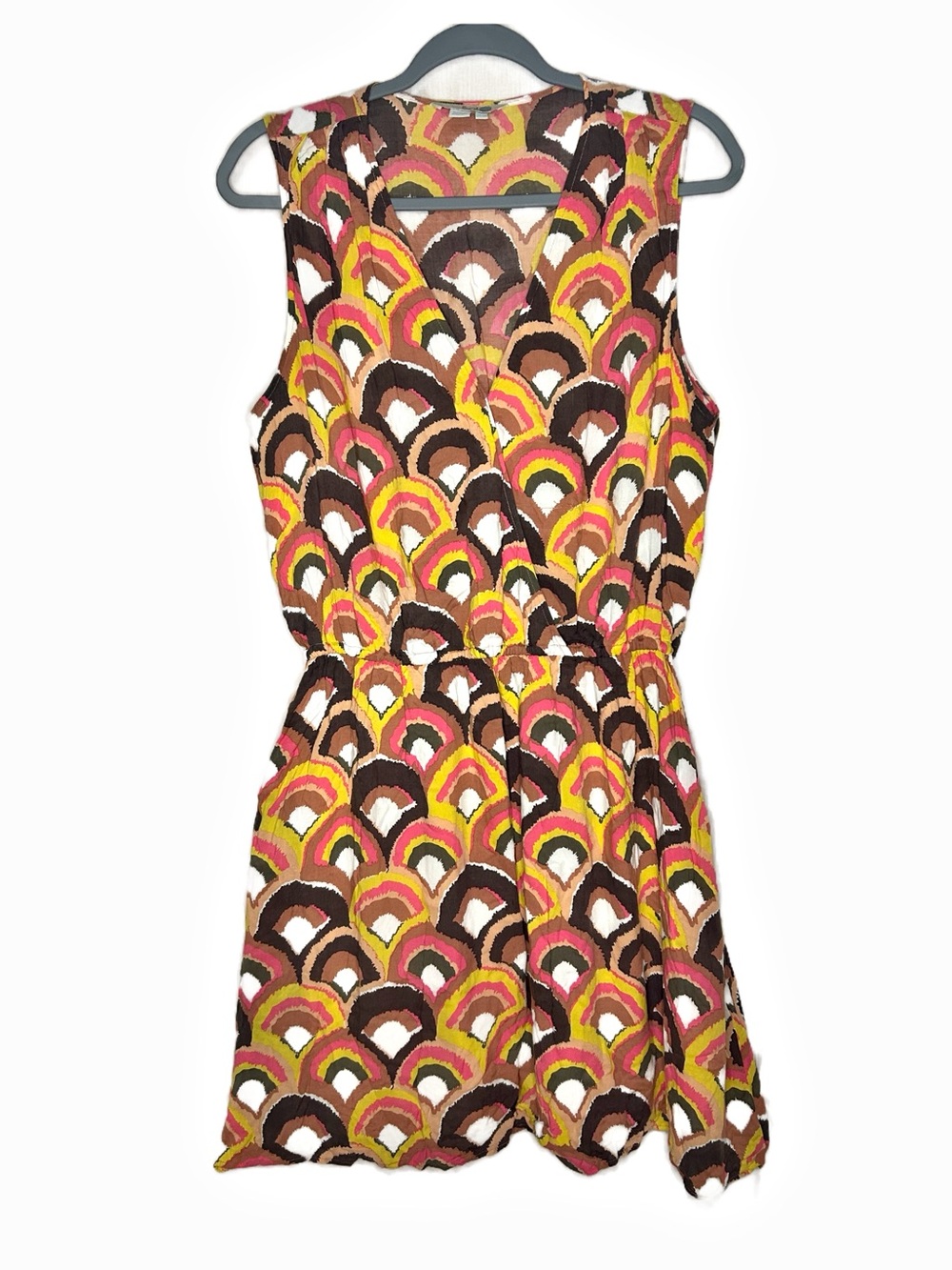 Boden Faux Wrap Geometric Handkerchief Hem Dress Retro 70s Vibe SZ 10